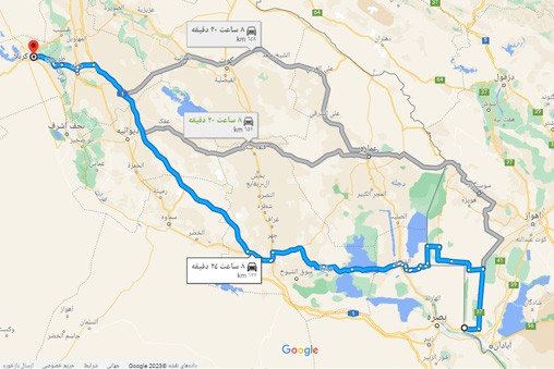 مسیر شلمچه کربلا